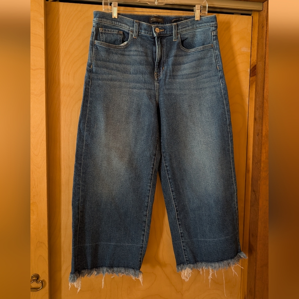 Banana Republic Blue Cropped Jeans with Frayed Hem